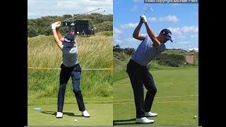 Justin Thomas golf swing  Long Iron faceon amp downtheline July 2017 [upl. by Hymen]