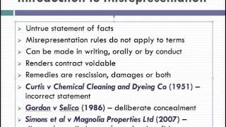 Misrepresentation Lecture 1 of 4 [upl. by Godber]